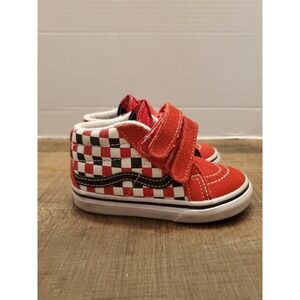 Vans Baby SK8-Mid Reissue V Hook Loop Sneakers Checkerboard Red Size 6.5